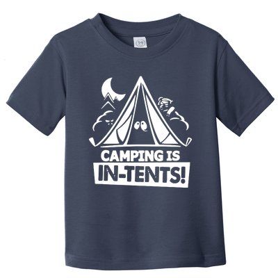 White Ink Camping Is In Tents Funny Toddler T-Shirt