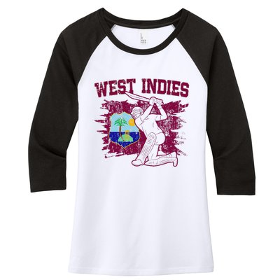 West Indies Cricket 2024 Jersey Cool Cricket Windies Women's Tri-Blend 3/4-Sleeve Raglan Shirt