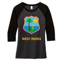 West Indies Cricket Fan Supporter Women's Tri-Blend 3/4-Sleeve Raglan Shirt