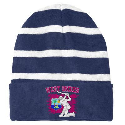 West Indies Cricket 2024 Supporters Cool Cricket Fans Striped Beanie with Solid Band