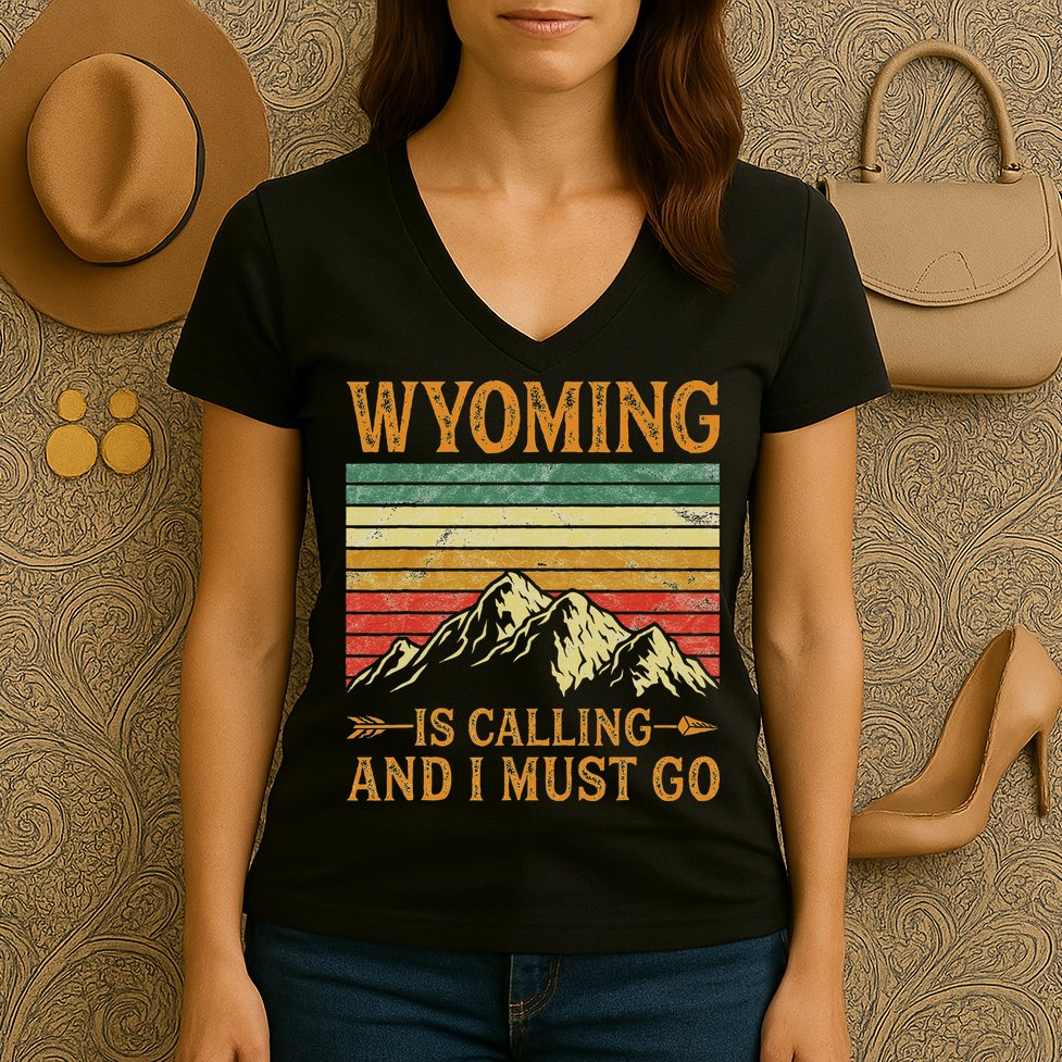 Wyoming Is Calling And I Must Go Women's V-Neck T-Shirt