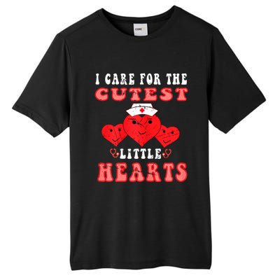 Womens I Care For The Cutest Little Hearts Groovy Nurse Valentines Tall Fusion ChromaSoft Performance T-Shirt