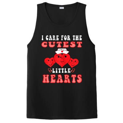 Womens I Care For The Cutest Little Hearts Groovy Nurse Valentines PosiCharge Competitor Tank