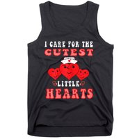 Womens I Care For The Cutest Little Hearts Groovy Nurse Valentines Tank Top