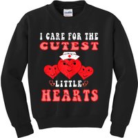 Womens I Care For The Cutest Little Hearts Groovy Nurse Valentines Kids Sweatshirt