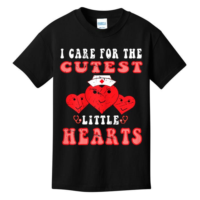 Womens I Care For The Cutest Little Hearts Groovy Nurse Valentines Kids T-Shirt