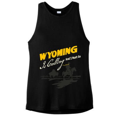 Wyoming Is Calling And I Must Go Ladies PosiCharge Tri-Blend Wicking Tank