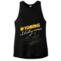 Wyoming Is Calling And I Must Go Ladies PosiCharge Tri-Blend Wicking Tank