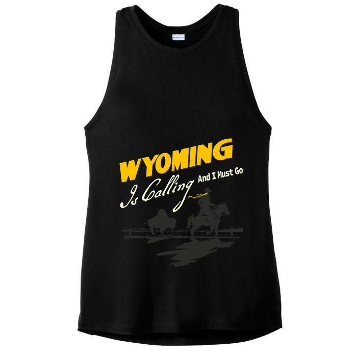 Wyoming Is Calling And I Must Go Ladies PosiCharge Tri-Blend Wicking Tank