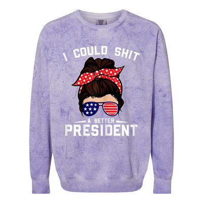 Womens I Could Shit A Better President Sarcastic Anti Biden Girls Colorblast Crewneck Sweatshirt