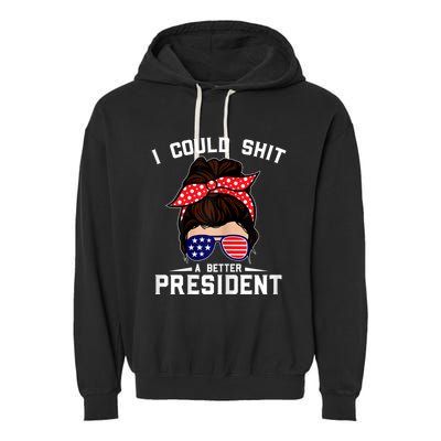 Womens I Could Shit A Better President Sarcastic Anti Biden Girls Garment-Dyed Fleece Hoodie