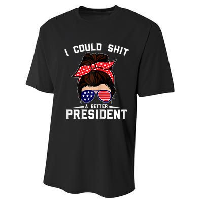 Womens I Could Shit A Better President Sarcastic Anti Biden Girls Performance Sprint T-Shirt