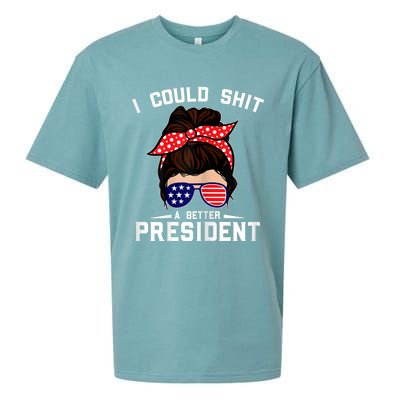 Womens I Could Shit A Better President Sarcastic Anti Biden Girls Sueded Cloud Jersey T-Shirt