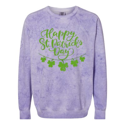 Women Irish Culture Shamrock Happy St. Patricks Day Colorblast Crewneck Sweatshirt