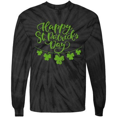 Women Irish Culture Shamrock Happy St. Patricks Day Tie-Dye Long Sleeve Shirt