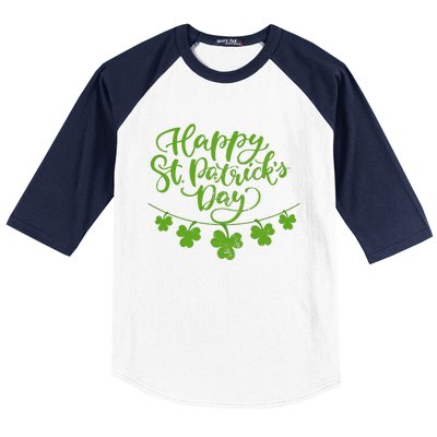 Women Irish Culture Shamrock Happy St. Patricks Day Baseball Sleeve Shirt