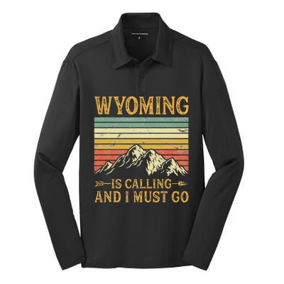 Wyoming Is Calling And I Must Go Silk Touch Performance Long Sleeve Polo