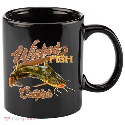 Wicked Fish Catfish Fishing 11oz C Handle Ceramic Mug