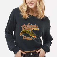 Wicked Fish Catfish Fishing Cropped Pullover Crew