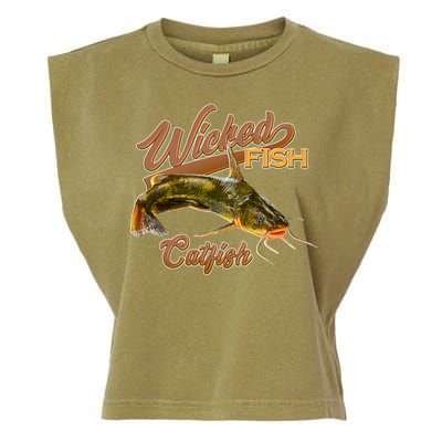 Wicked Fish Catfish Fishing Garment-Dyed Women's Muscle Tee