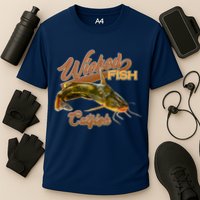 Wicked Fish Catfish Fishing Cooling Performance Crew T-Shirt