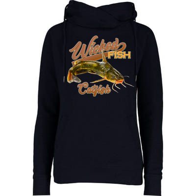 Wicked Fish Catfish Fishing Womens Funnel Neck Pullover Hood