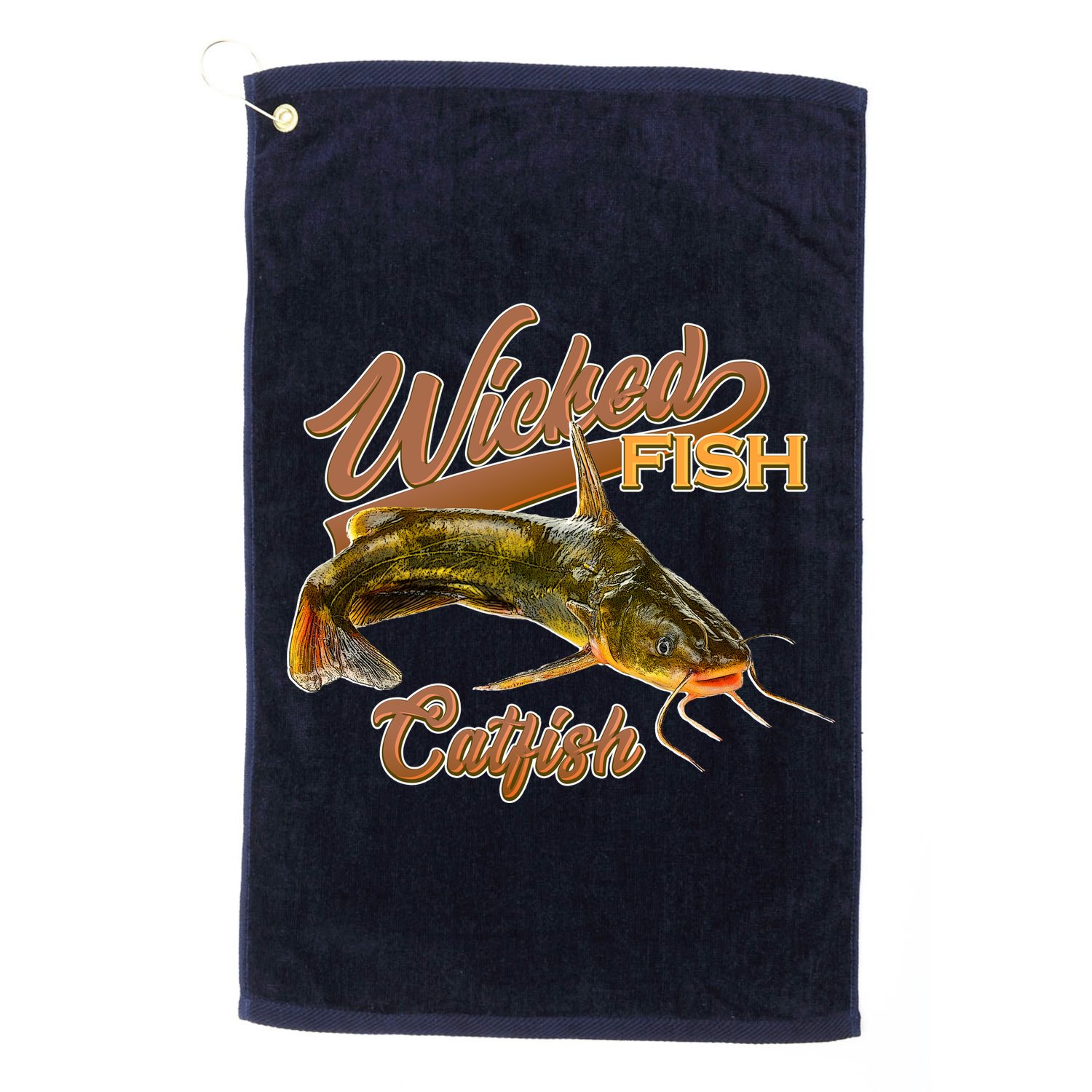 Wicked Fish Catfish Fishing Golf Towel