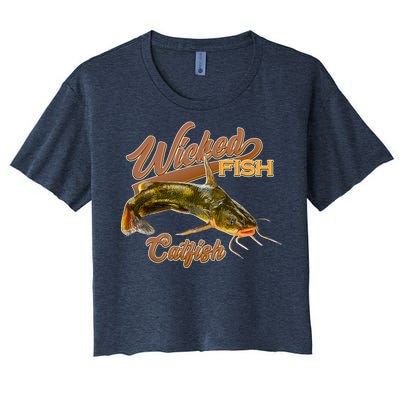 Wicked Fish Catfish Fishing Women's Crop Top Tee