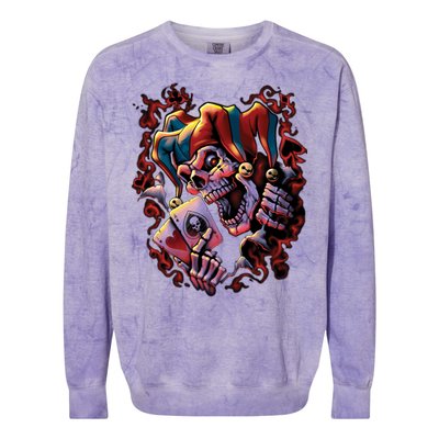 Wicked Skull Clown Jester Colorblast Crewneck Sweatshirt