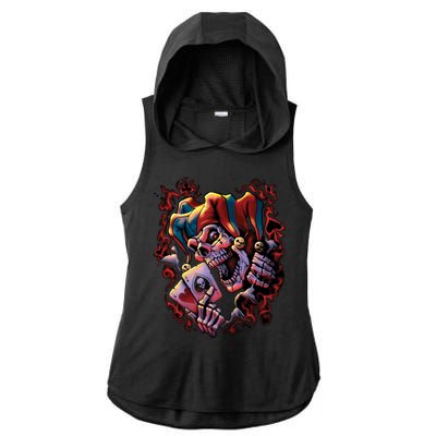 Wicked Skull Clown Jester Ladies PosiCharge Tri-Blend Wicking Draft Hoodie Tank