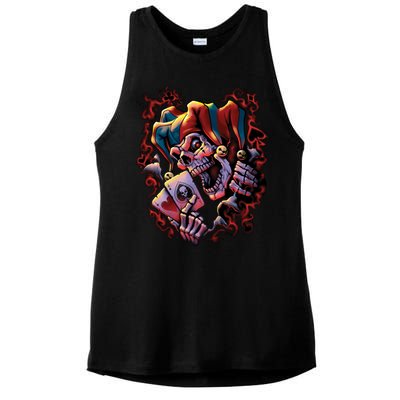 Wicked Skull Clown Jester Ladies PosiCharge Tri-Blend Wicking Tank