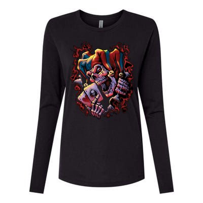 Wicked Skull Clown Jester Womens Cotton Relaxed Long Sleeve T-Shirt