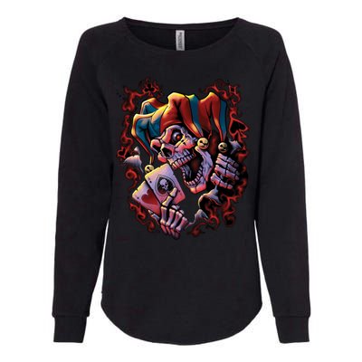 Wicked Skull Clown Jester Womens California Wash Sweatshirt