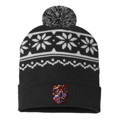 Wicked Skull Clown Jester USA-Made Snowflake Beanie