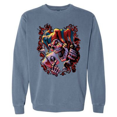 Wicked Skull Clown Jester Garment-Dyed Sweatshirt