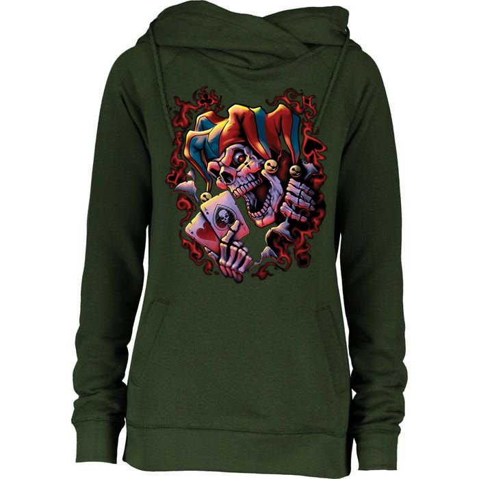 Wicked Skull Clown Jester Womens Funnel Neck Pullover Hood