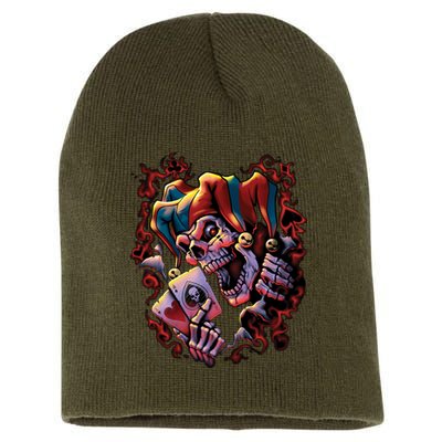 Wicked Skull Clown Jester Short Acrylic Beanie