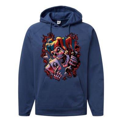 Wicked Skull Clown Jester Performance Fleece Hoodie