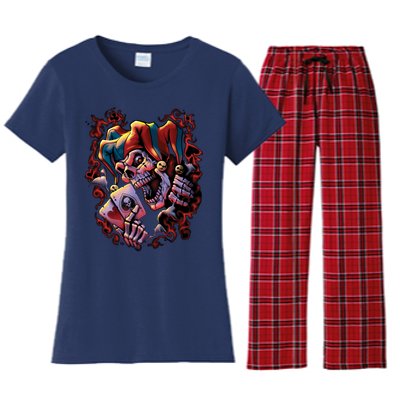 Wicked Skull Clown Jester Women's Flannel Pajama Set