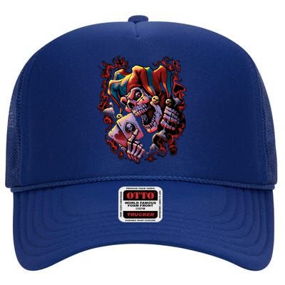 Wicked Skull Clown Jester High Crown Mesh Back Trucker Hat