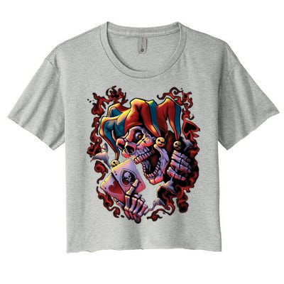 Wicked Skull Clown Jester Women's Crop Top Tee