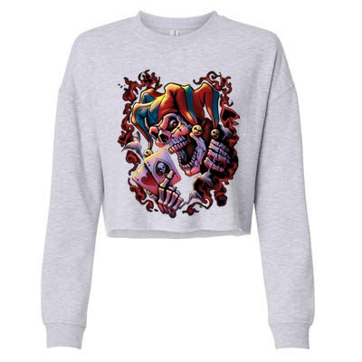 Wicked Skull Clown Jester Cropped Pullover Crew