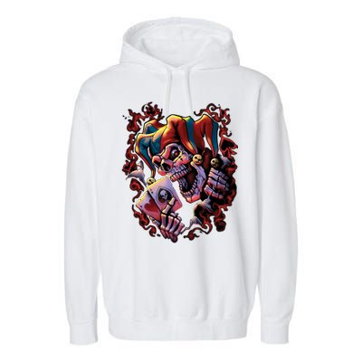 Wicked Skull Clown Jester Garment-Dyed Fleece Hoodie