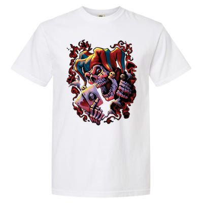 Wicked Skull Clown Jester Garment-Dyed Heavyweight T-Shirt