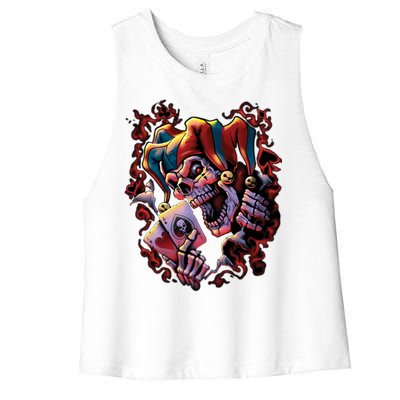 Wicked Skull Clown Jester Women's Racerback Cropped Tank