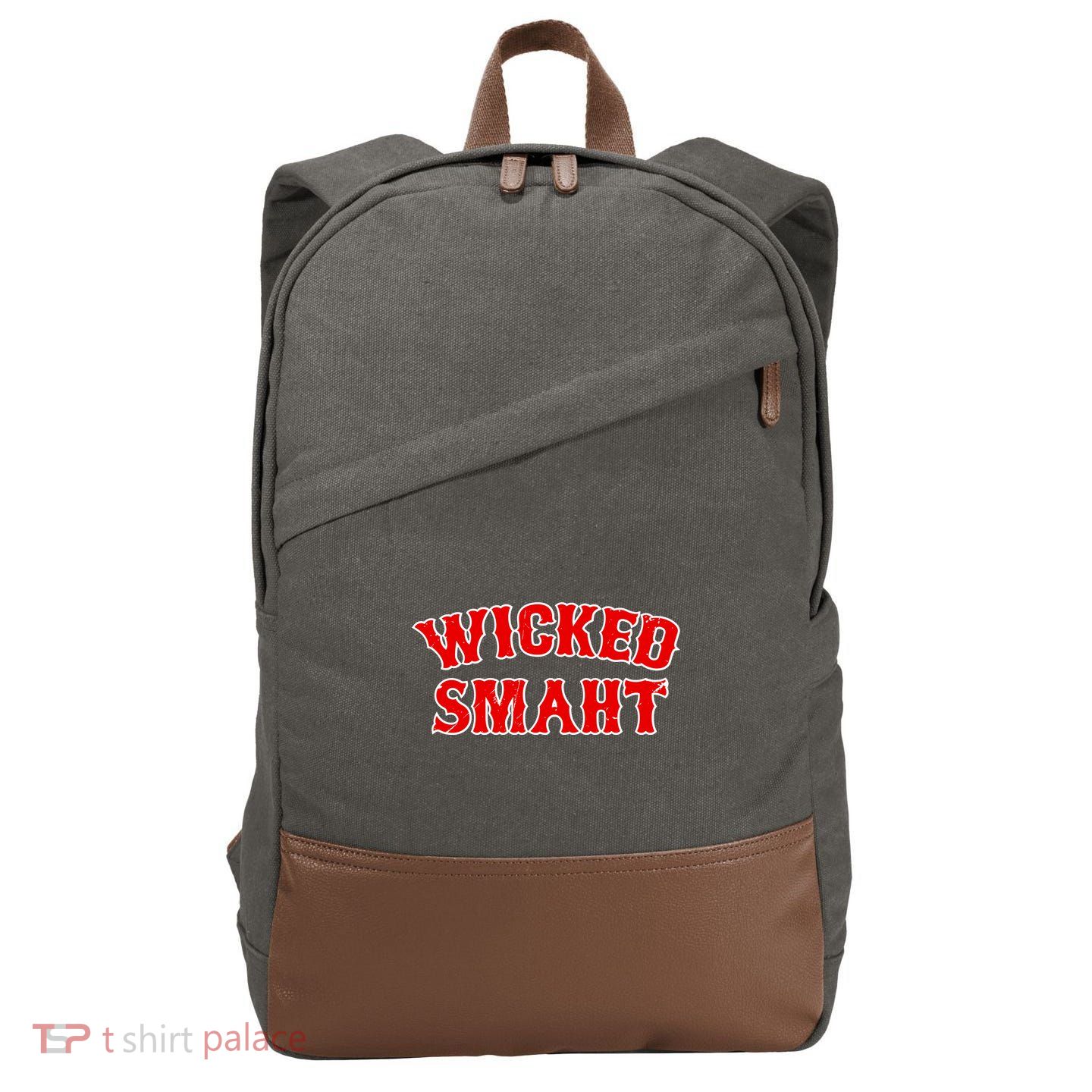 Wicked Smaht Smart Boston Massachusetts Cotton Canvas Backpack