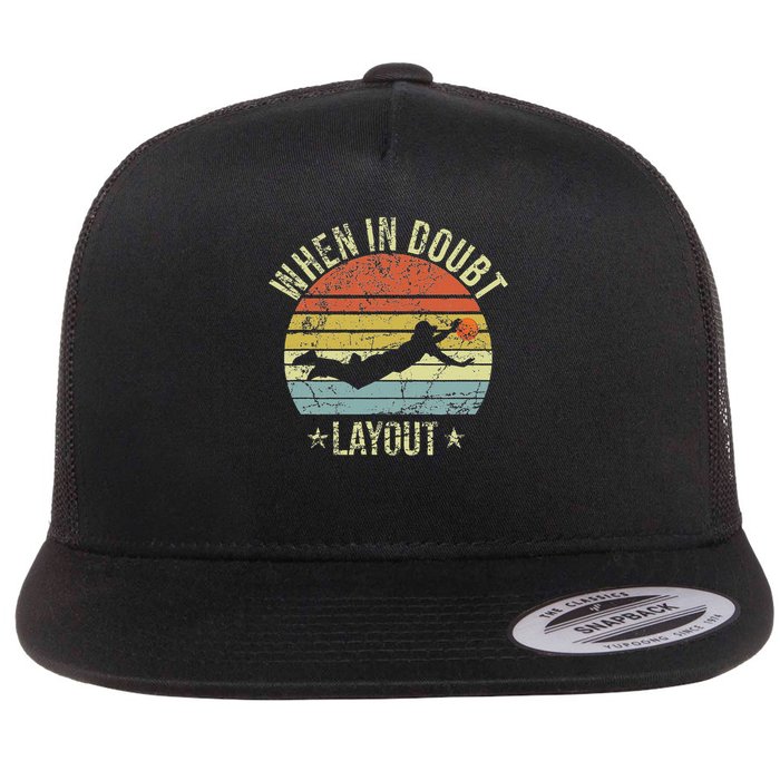 When In Doubt Layout Funny Ultimate Frisbee Flat Bill Trucker Hat
