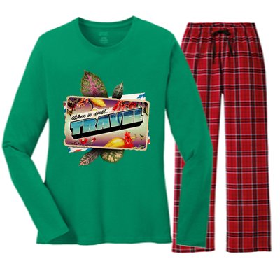 When In Doubt Travel Women's Long Sleeve Flannel Pajama Set 