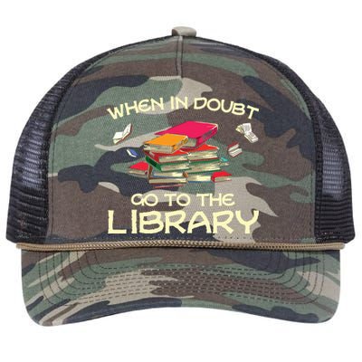 When In Doubt Go To The Library Book Lovers Retro Rope Trucker Hat Cap