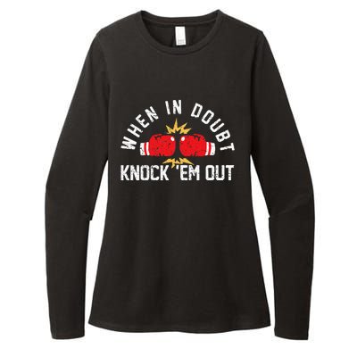 When In Doubt Knock Em Out Boxing KO Fighting Champ Womens CVC Long Sleeve Shirt